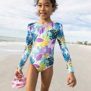 Andy & Evan Girls' Long Sleeve One-Piece Swimsuit